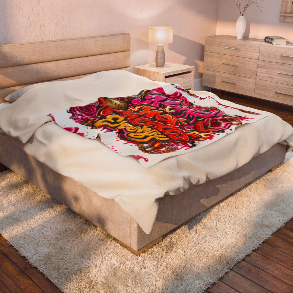 Henny & Hot Cheetos Energy Velveteen Plush Blanket — Bold Neon Party Throw