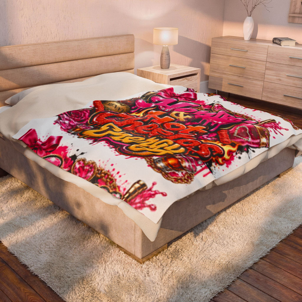 Henny & Hot Cheetos Energy Velveteen Plush Blanket — Bold Neon Party Throw