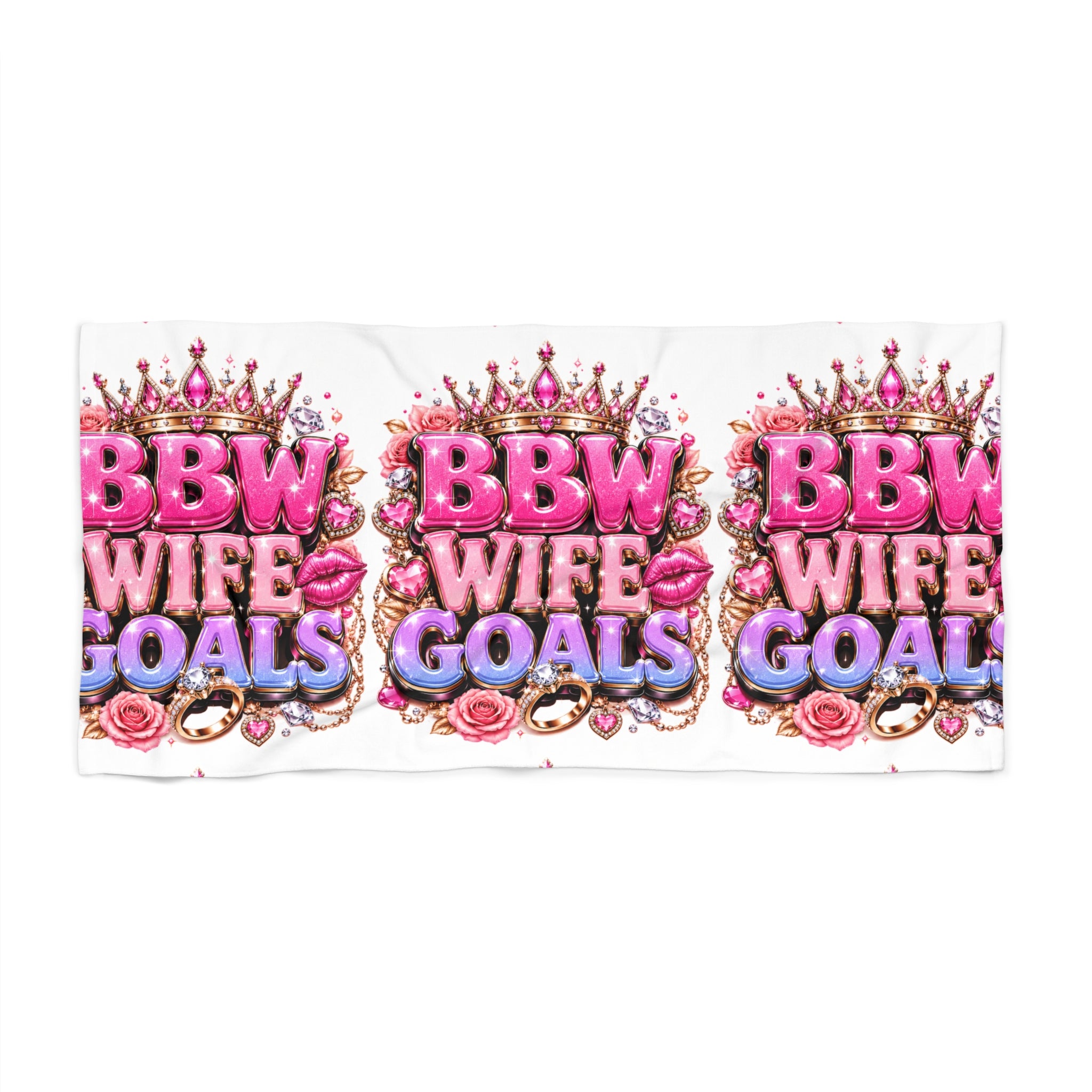 BBW Wife Goals Beach Towel — Pink Crowned Glamorous Pool & Beach Wrap