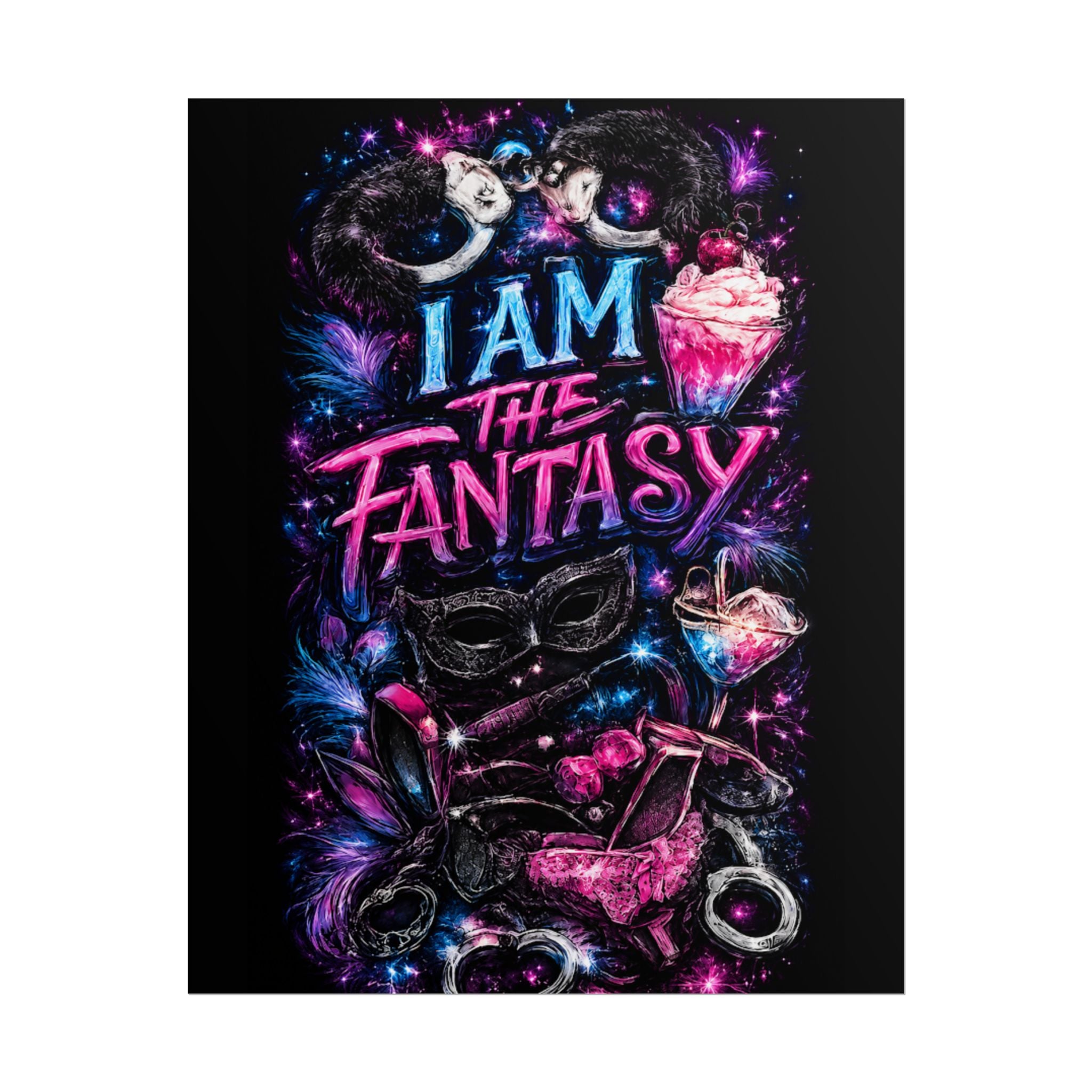 Rolled Poster — “I Am The Fantasy” Neon Masquerade Art Print