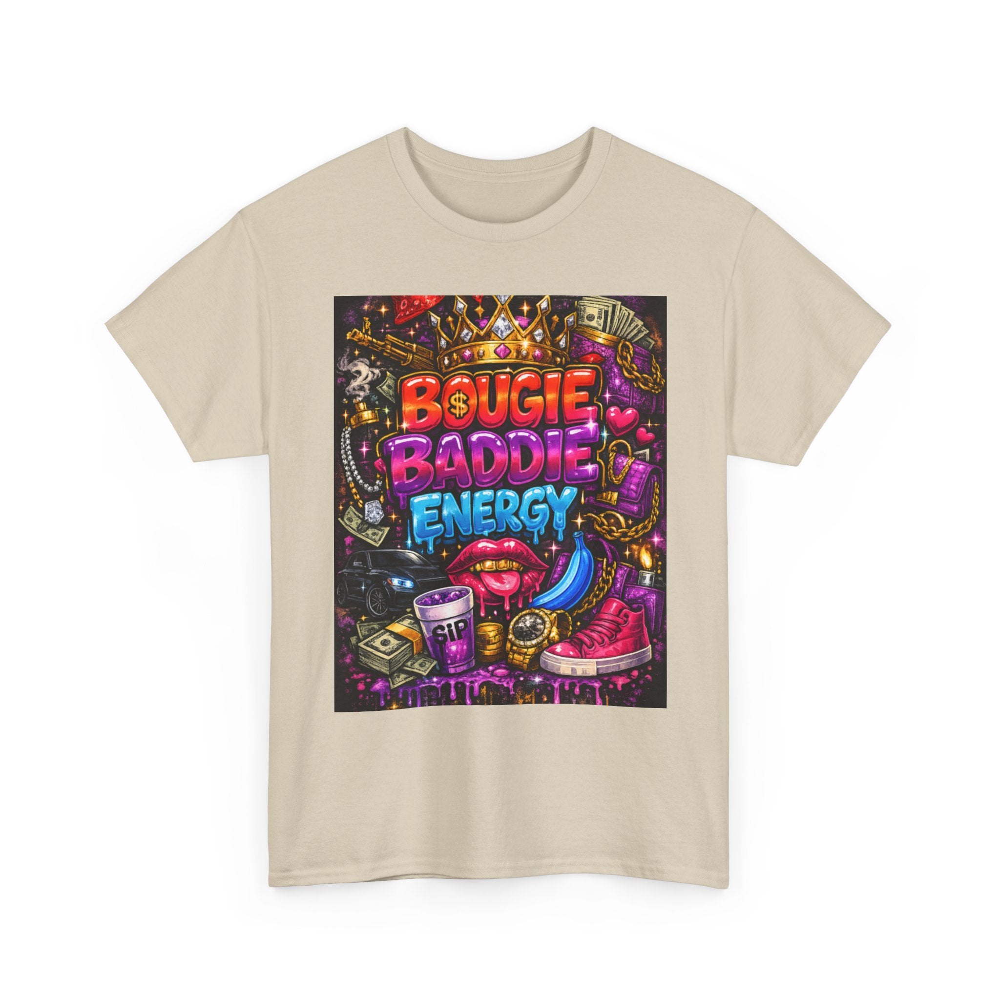 Bougie Baddie Energy Tee — Colorful Streetwear Graphic T-Shirt