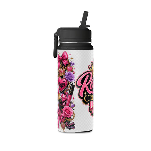 20oz Mini Water Bottle — 'Royale Creative' Pink Crown & Bow Stainless Sport Bottle