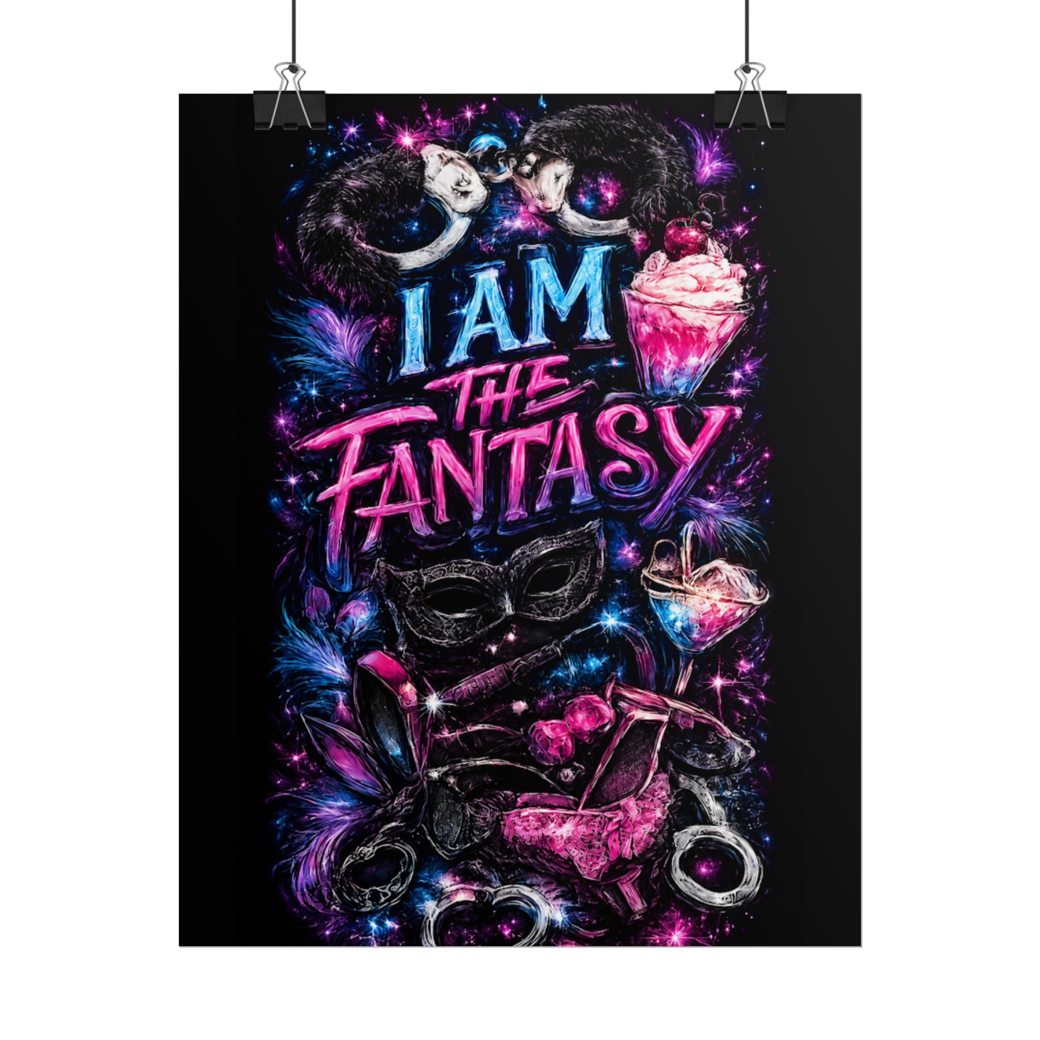Rolled Poster — “I Am The Fantasy” Neon Masquerade Art Print