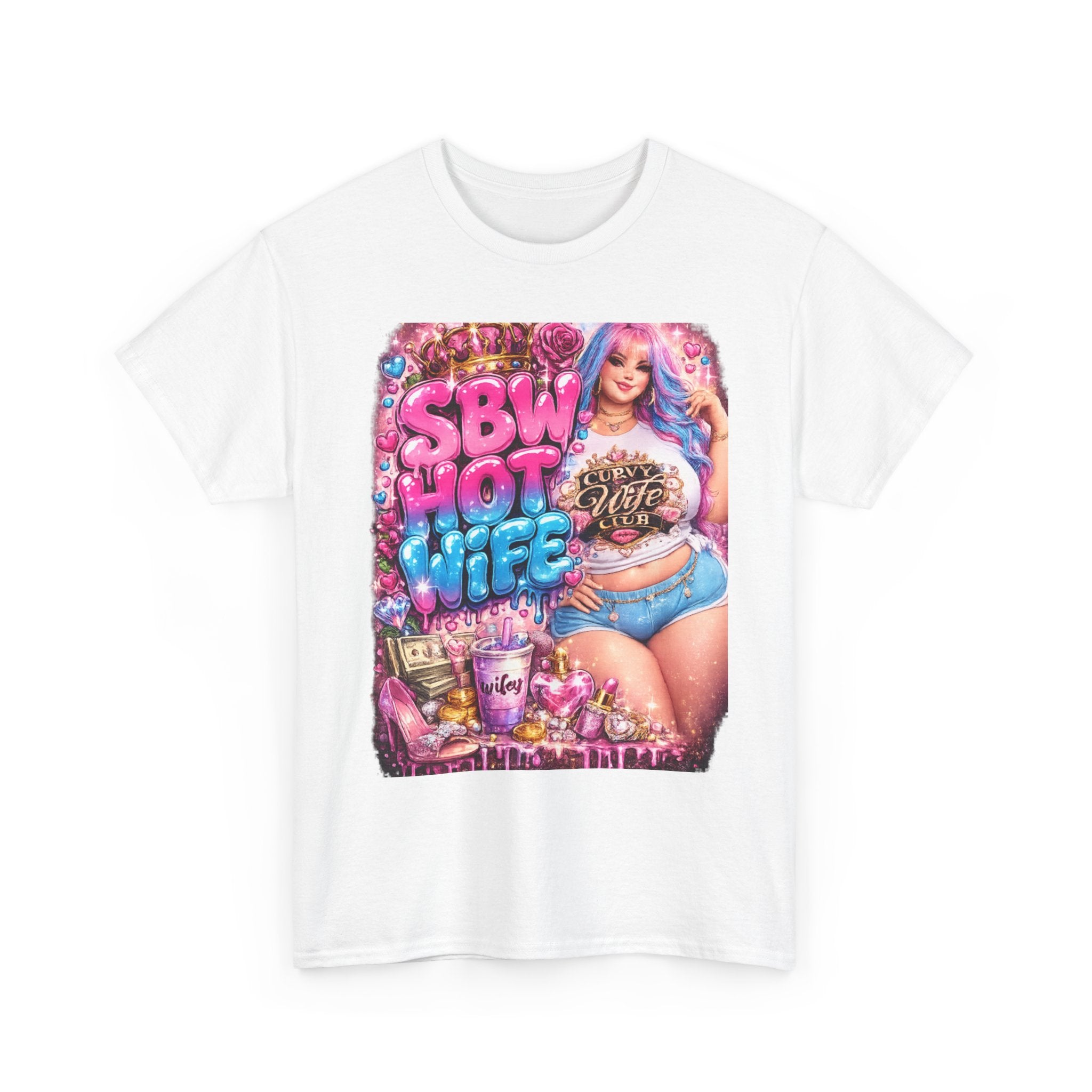 BBW Hot Wife Graphic Tee — Colorful Pinup Plus-Size Pride T-Shirt