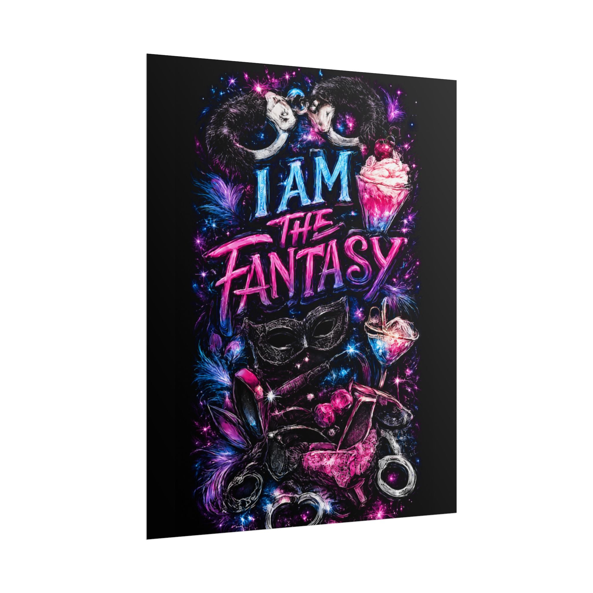 Rolled Poster — “I Am The Fantasy” Neon Masquerade Art Print