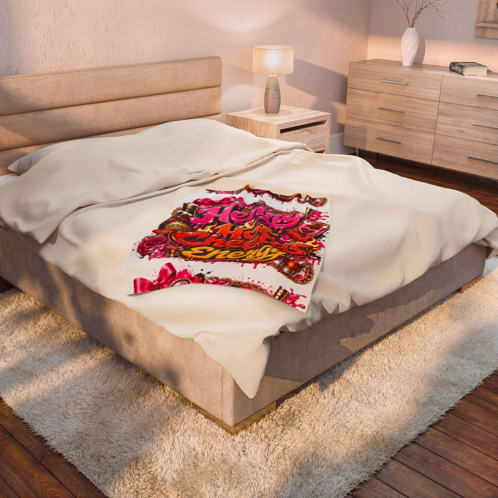 Henny & Hot Cheetos Energy Velveteen Plush Blanket — Bold Neon Party Throw